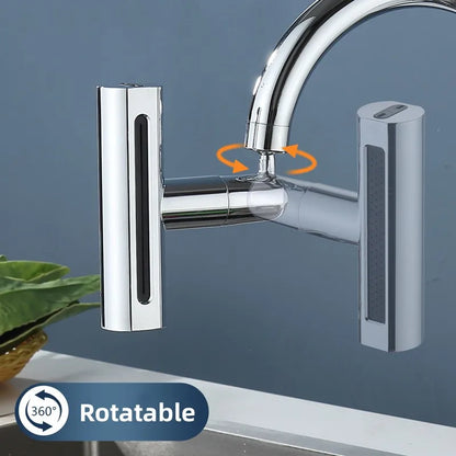 Adaptador de Grifo de Cocina con Cascada Presurizada - 4 Modos y Boquilla Giratoria 720° para Ahorro de Agua