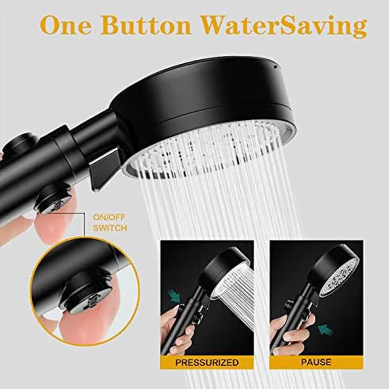 Cabezal de Ducha Negro de Alta Presión | Ahorro de Agua y Antióxido | Ducha de Mano para Baño InteligenteCabezal de Ducha Negro de Alta Presión | Ahorro de Agua y Antióxido | Ducha de Mano para Baño Inteligente