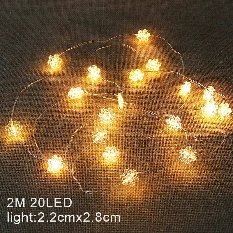 Guirnalda de Luces LED con Papá Noel y Muñeco de Nieve – Decoración Navideña de 2 Metros para Árboles y Hogar