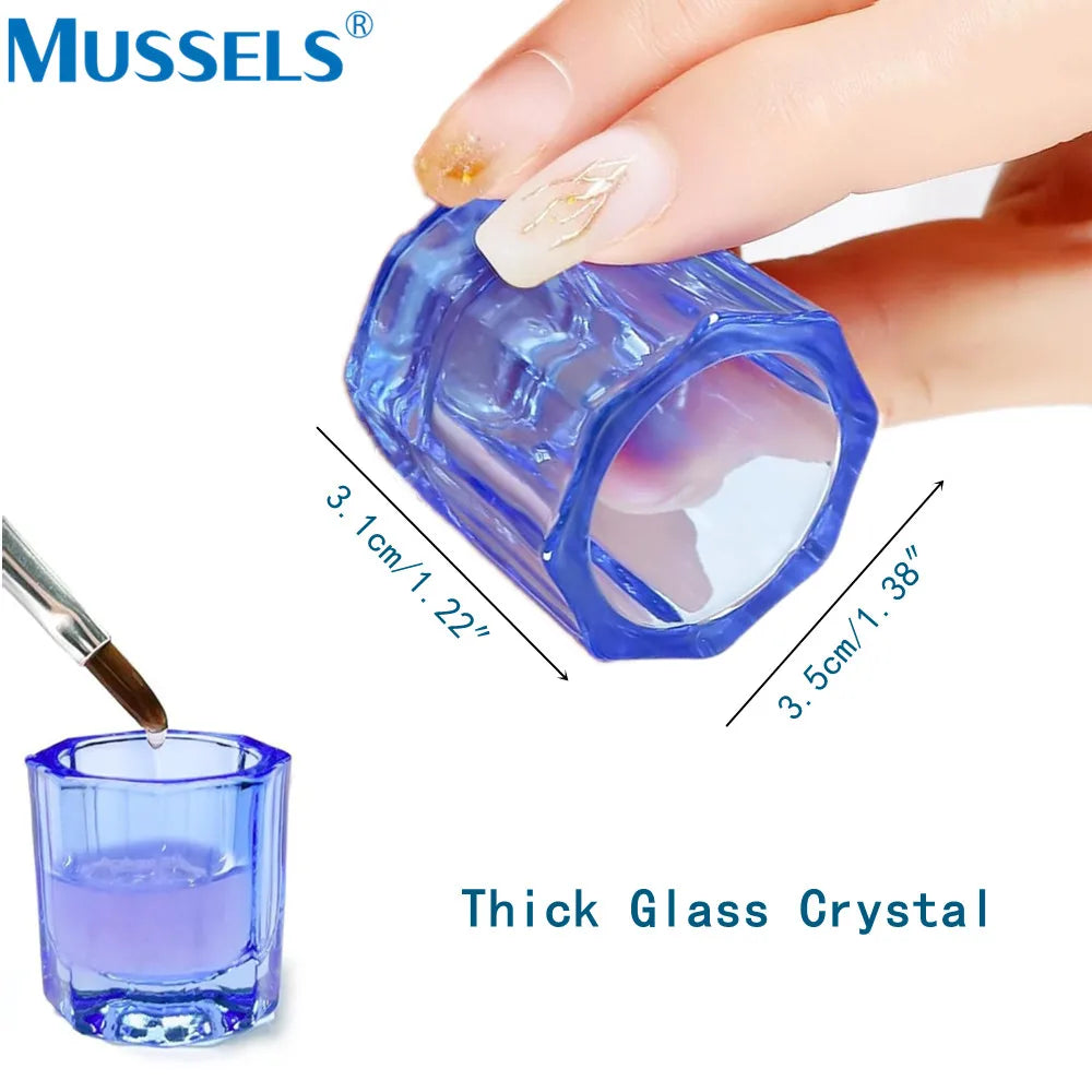 4PCS Dappen Dish de Cristal para Mezclar | Tazones de Vidrio para Arte de Uñas, Materiales Dentales, Líquidos Acrílicos, Laboratorio y Medicina
