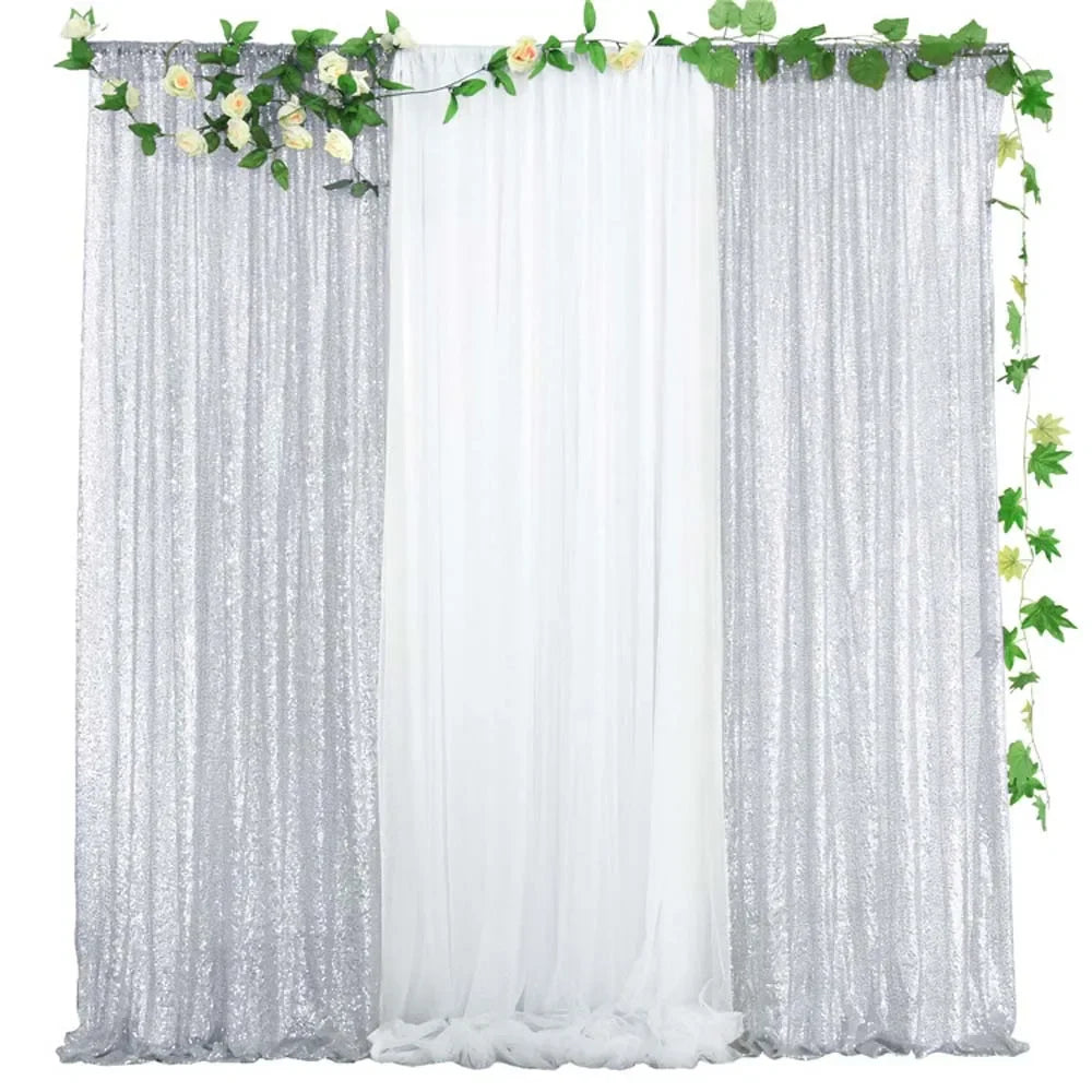 2x8ft Sparkly Sequin Backdrop Curtain Rose Gold Glitter Backdrop Curtains for Wedding Birthday Christmas Baby Shower Party Decor