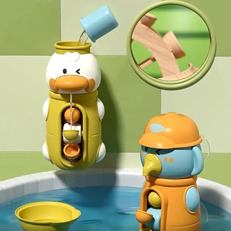 Juguetes de Baño para Bebés: Divertidos Patitos y Elefantes con Rueda de Agua, Juguetes de Baño para Niños con Ventosa, Juegos de Agua Educativos para la Hora del Baño