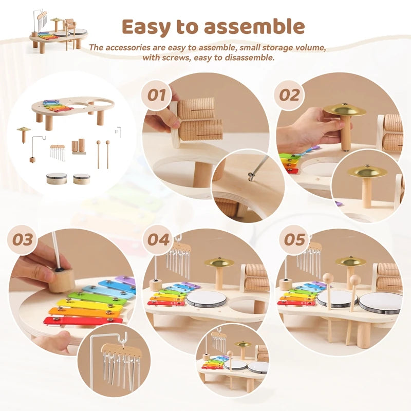 Instrumentos Musicales de Madera para Bebés - Juguete de Percusión Multifuncional, Piano de Ocho Tonos, Regalos de Cumpleaños Montessori