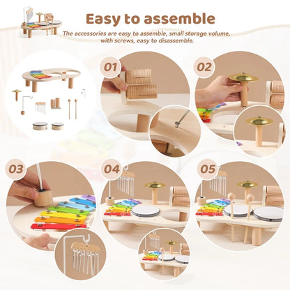 Instrumentos Musicales de Madera para Bebés - Juguete de Percusión Multifuncional, Piano de Ocho Tonos, Regalos de Cumpleaños Montessori