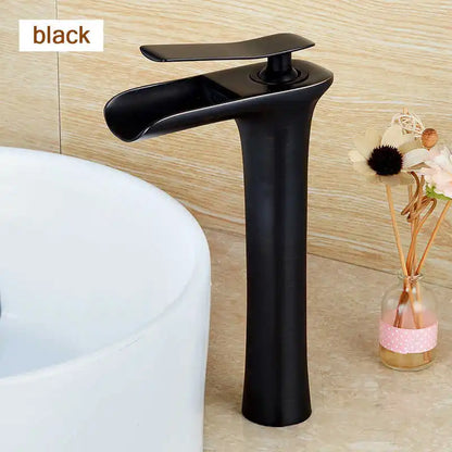 Grifo de Lavabo Moderno Blanco | Grifo de Agua en Cascada | Mezclador de Agua Caliente y Fría | Montaje de Un Solo Orificio