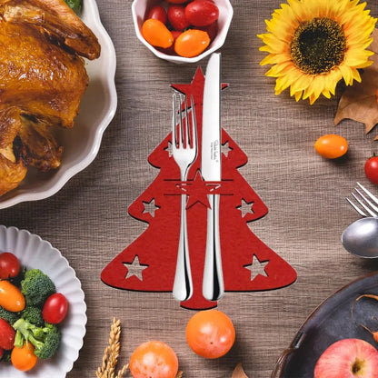 Decoraciones de Mesa para Fiestas: Soporte para Cuchillos y Tenedores de Santa Claus - Adornos Navideños para la Mesa (4 Piezas)