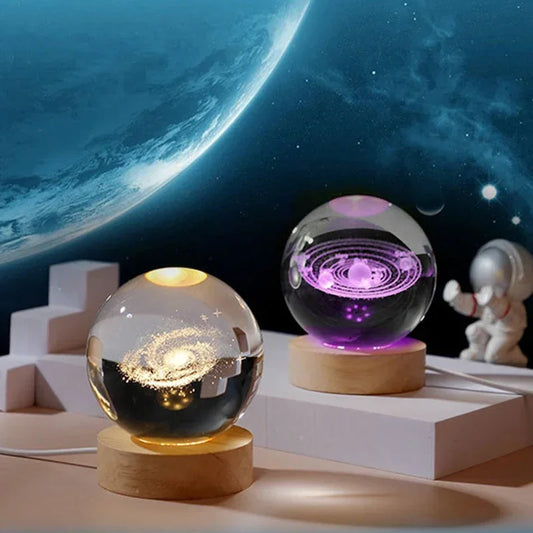 Esfera de Cristal 3D con Grabado Láser del Sistema Solar - Regalo de Astronomía para Cumpleaños y Decoración del Hogar
