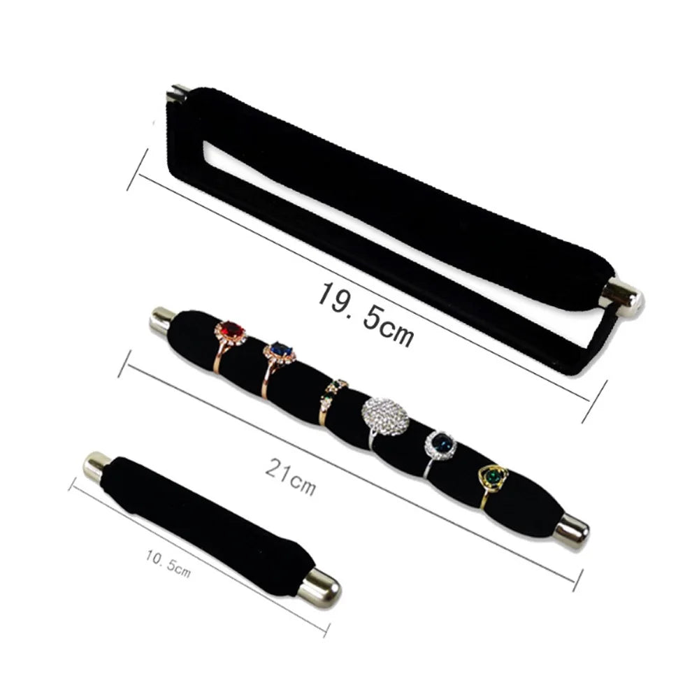 Soporte de Joyería para Anillos de Terciopelo - Exhibidor de Anillos de Espuma Suave con Estante de Metal, Disponible en Varios Colores