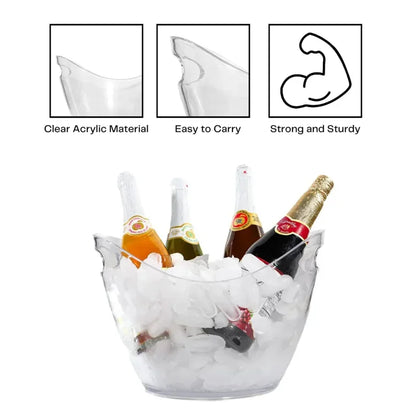 Cubo de Hielo Transparente de Acrílico - Enfriador Elegante para Cerveza, Vino y Champán (3.5 L)