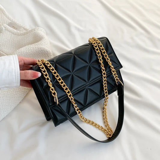 Bolso de Mano de Cuero PU con Cadena para Mujer, Diseño de Cuadros, Bandolera de Verano, Bolso de Mano Cuadrado para Dama