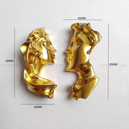 Manija de armario de cara de arte dorado brillante, perilla de cajón de latón macizo, manijas de puerta de armario, decoración de muebles