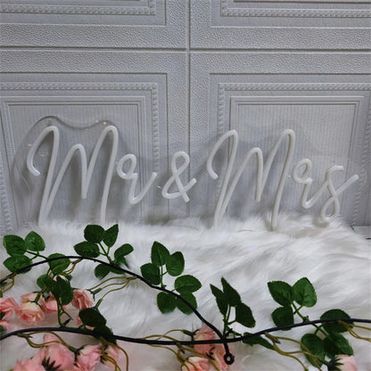 Señal LED Neon Mr & Mrs Personalizada para Bodas, Decoración de Pared, Luz de Noche para Dormitorio, Regalos Personalizados