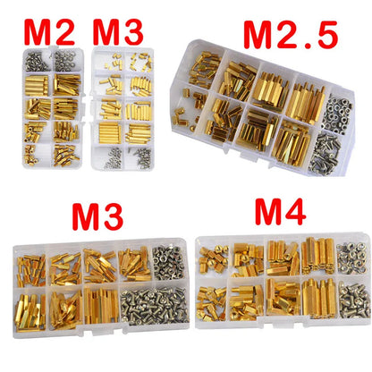 Kit de Separadores Hexagonales M2 M2.5 M3 M4 de Latón para Placas PCB | Pernos, Tuercas y Separadores para Placas Madre | Juego de Varillas Roscadas