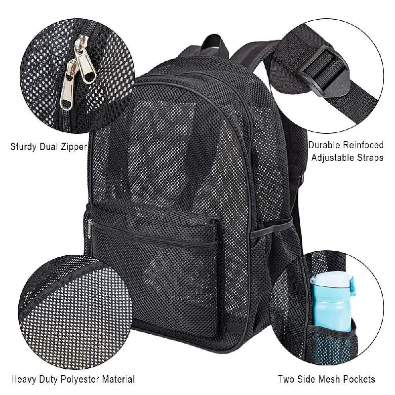 Simple Mesh Design Backpack, Outdoor Travel Beach Bag, Trendy Student School Bag