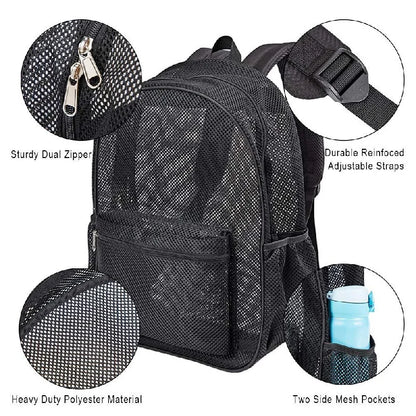 Simple Mesh Design Backpack, Outdoor Travel Beach Bag, Trendy Student School Bag