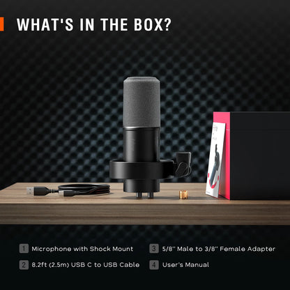 Micrófono Dinámico USB/XLR FIFINE K688 con Soporte Antivibración, Mute Táctil, Conector para Auriculares y Control de Volumen | Ideal para Grabación en PC o Tarjeta de Sonido