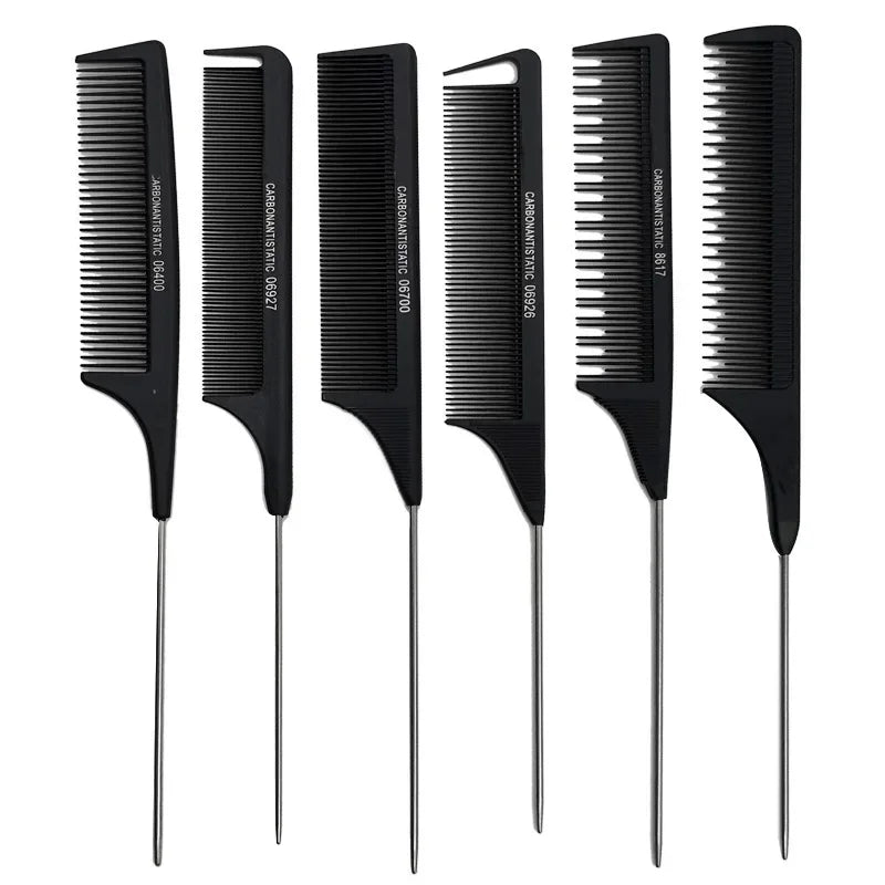 Peines de Cola de Pelo Profesionales, Peine de Acero Inoxidable para Corte de Salón, Cuidado del Cabello, Herramientas de Peinado, Dientes Finos