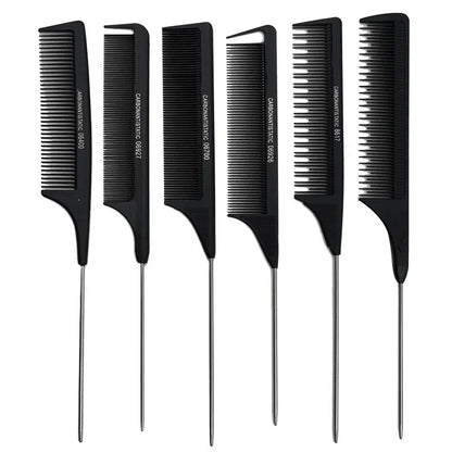 Peines de Cola de Pelo Profesionales, Peine de Acero Inoxidable para Corte de Salón, Cuidado del Cabello, Herramientas de Peinado, Dientes Finos