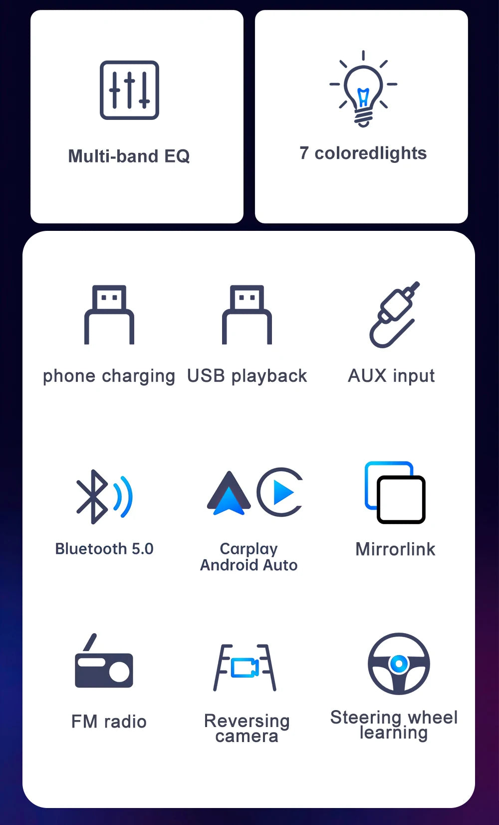 Reproductor Multimedia de Automóvil IPS 6.9" 1 DIN - CarPlay y Android Auto, Bluetooth, USB, MP5 Player sin DVD