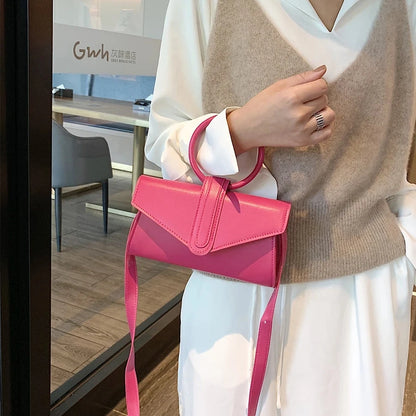 Bolso de Mano para Mujer, Diseño Simple y Elegante, Bolso de Cuero PU de Lujo, Color Sólido, Clutch de Moda