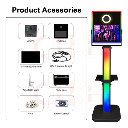 Máquina de Selfies Portátil con Pantalla Táctil de 15.6 pulgadas - Cabina de Fotos Mágica DSLR para Bodas, Fiestas y Eventos