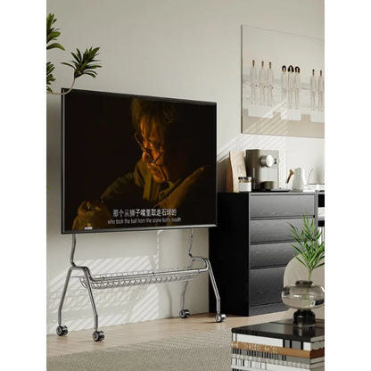 Soporte de TV con ruedas para el hogar, colgador de monitor, muebles simples montados en el suelo, nórdico