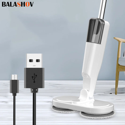 Mopa Eléctrica Rotativa 360° - Uso Húmedo y Seco, Empuje Manual, Limpieza de Pisos para el Hogar