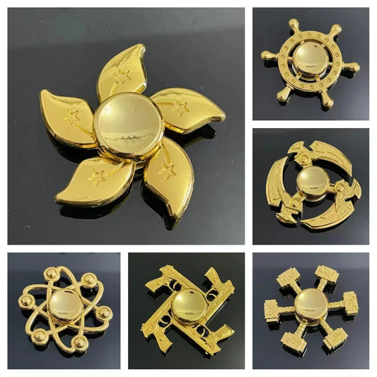 Spinner de Dedo Fresco de Metal para Niños y Adultos - Juguete de Descompresión para Aliviar el Estrés en Color Latón Antiguo