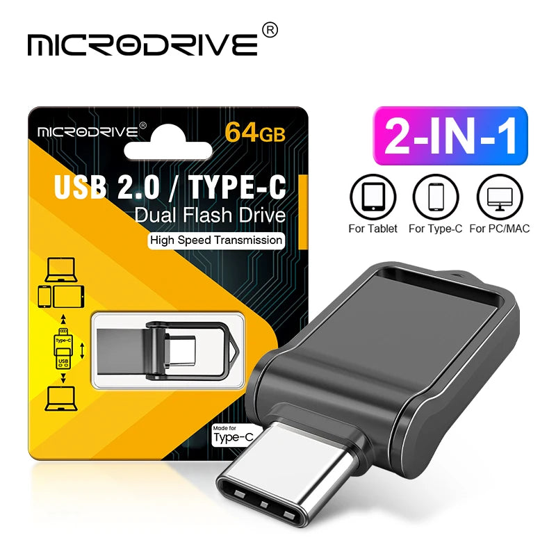 OTG Type C Pen Drive Mini Metal USB Memory Stick | Almacenamiento de 8GB a 512GB | Envío Gratis