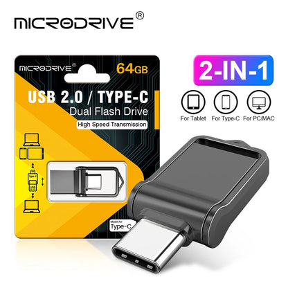 OTG Type C Pen Drive Mini Metal USB Memory Stick | Almacenamiento de 8GB a 512GB | Envío Gratis