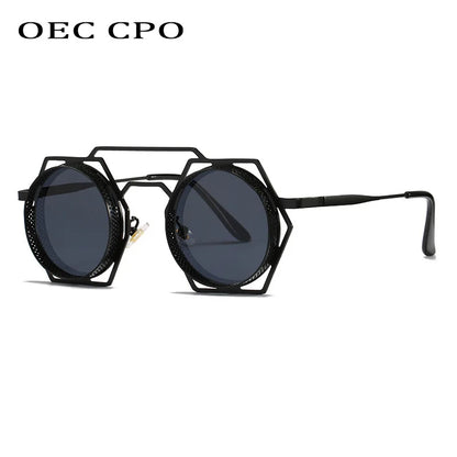 Gafas de Sol Redondas para Hombre y Mujer | Lentes de Malla Metálica con Personalidad | Estilo Steampunk UV400 | OEC CPO 2023