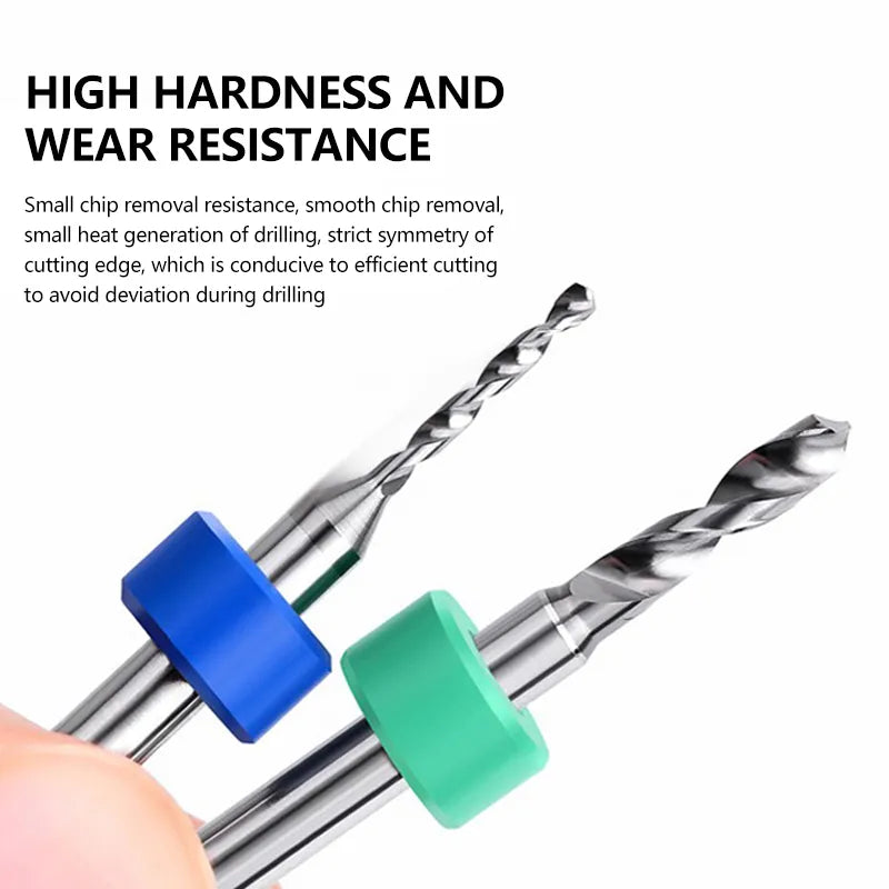 Set de 10 Brocas de Carburo para PCB, Rango de 0.1mm a 2.0mm, para Perforación en Mini CNC de Circuitos Impresos