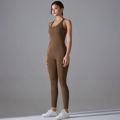 Bodycon Enterizo Deportivo Sin Espalda para Mujer - Push-Up, Yoga y Fitness