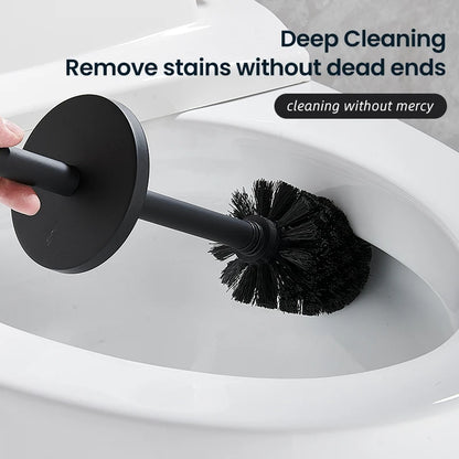 Soporte de Escobilla de Baño Montado en la Pared de Acero Inoxidable Negro – Limpieza de WC con Cepillo Largo, Modelo FR07