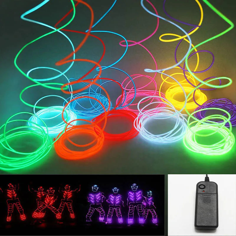 Cable LED Neon EL Glow de 10M/5M/3M/1M para Decoración Navideña y Fiesta, Accesorios DIY para Ropa y Luces de Coche