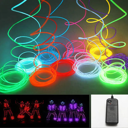 Cable LED Neon EL Glow de 10M/5M/3M/1M para Decoración Navideña y Fiesta, Accesorios DIY para Ropa y Luces de Coche