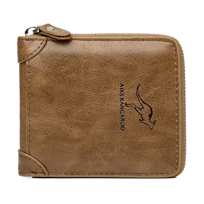 Cartera de Hombre de Cuero, Monedero de Lujo con Cremallera, Portatarjetas y Bolsillo para Monedas RFID, Regalos para Hombre