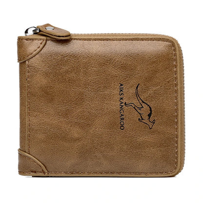 Cartera de Hombre de Cuero, Monedero de Lujo con Cremallera, Portatarjetas y Bolsillo para Monedas RFID, Regalos para Hombre