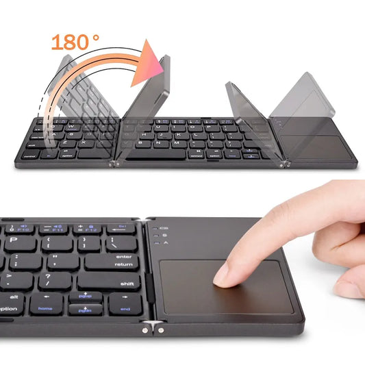 Teclado Inalámbrico Plegable con Bluetooth y Touchpad para Windows, Android, iOS - Teclado Mini de Botones Multifunción