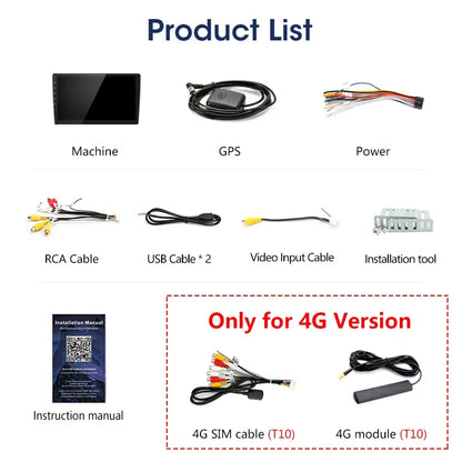 Reproductor Multimedia 2 DIN SRNUBI - Android 12, CarPlay Universal, Pantalla de 7" y 9" para Nissan, Honda, Toyota, Lada, Volkswagen y Hyundai