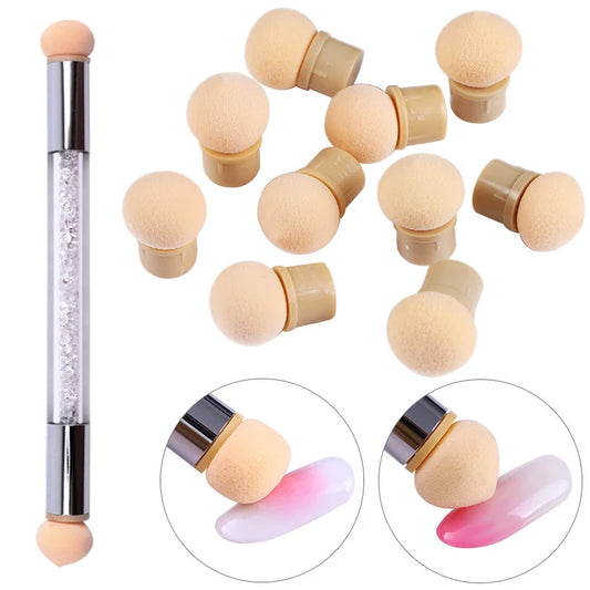 Cabezales de esponja de repuesto para uñas, pincel degradado de Color de esmalte de Gel, polvo brillante, bolígrafo de puntos para accesorios de manicura, herramientas