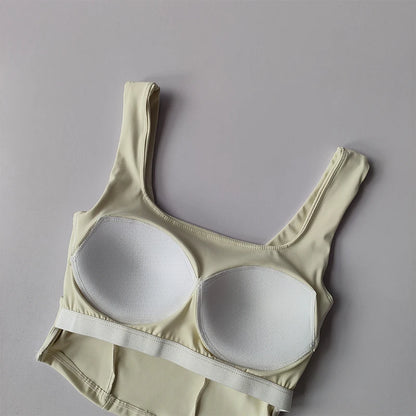 Sujetador deportivo de una pieza con espalda cruzada para mujer, camiseta sin mangas a prueba de golpes, sujetador de Fitness para correr, sujetador de Yoga transpirable de secado rápido