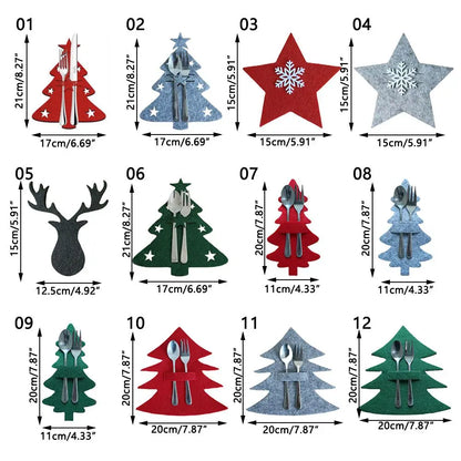 Decoraciones de Mesa para Fiestas: Soporte para Cuchillos y Tenedores de Santa Claus - Adornos Navideños para la Mesa (4 Piezas)