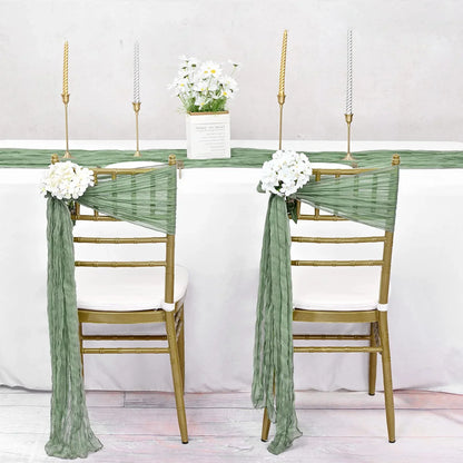 Fajas de gasa verde salvia para sillas de boda, 30 piezas, 30x275 cm, con lazo decorativo para eventos y recepciones