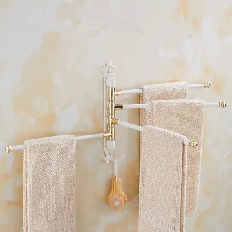 Colgador de Toallas Giratorio Tuqiu – Toallero de Baño Plegable Montado en la Pared con Diseño Tallado Antiguo
