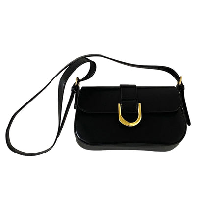 Bolso de hombro de charol Retro para mujer, bandolera con solapa de lujo, color sólido, rojo