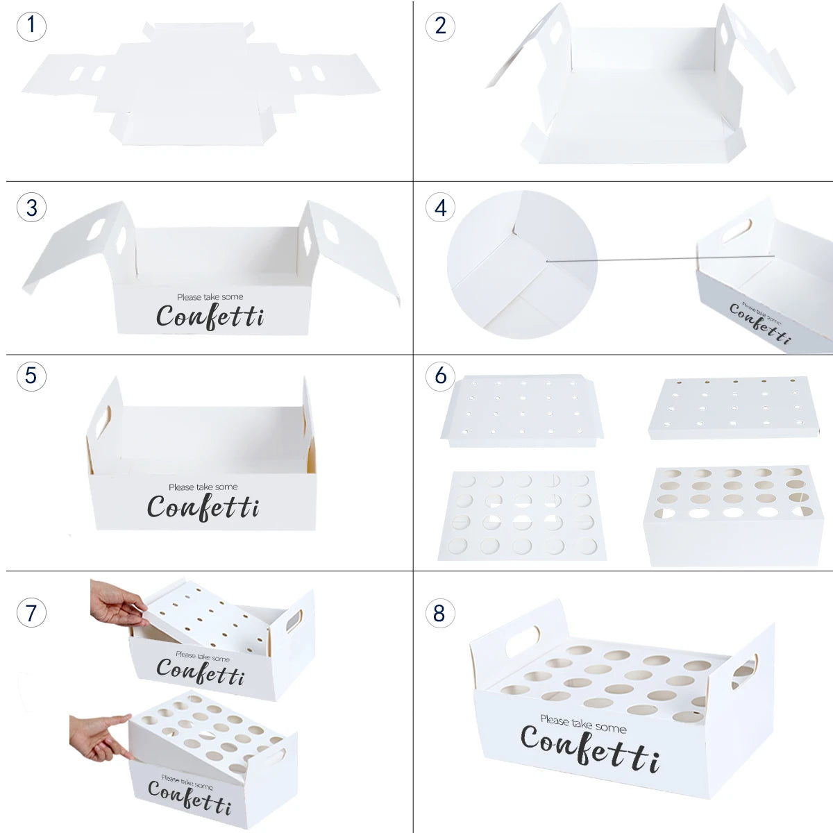 Soporte de Bandeja de Papel Kraft para Conos de Confeti en Bodas - Elegante Soporte para Conos de Papel en Bodas Rústicas y Decoración Floral