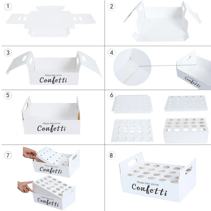 Soporte de Bandeja de Papel Kraft para Conos de Confeti en Bodas - Elegante Soporte para Conos de Papel en Bodas Rústicas y Decoración Floral