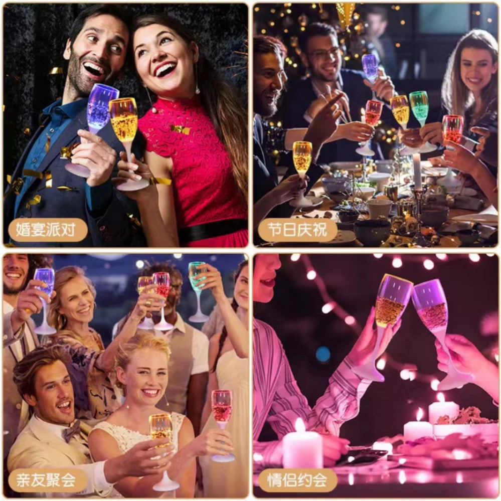 6PCS Copas de Champagne LED con Luz Intermitente para Fiesta, Bar, Club Nocturno, Navidad y Bodas - Copas de Cóctel Flashing