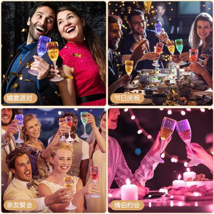 6PCS Copas de Champagne LED con Luz Intermitente para Fiesta, Bar, Club Nocturno, Navidad y Bodas - Copas de Cóctel Flashing